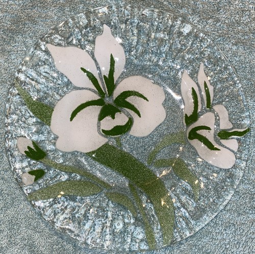 Vintage Sydenstricker Artist Studio Fused Glass Flower Plate