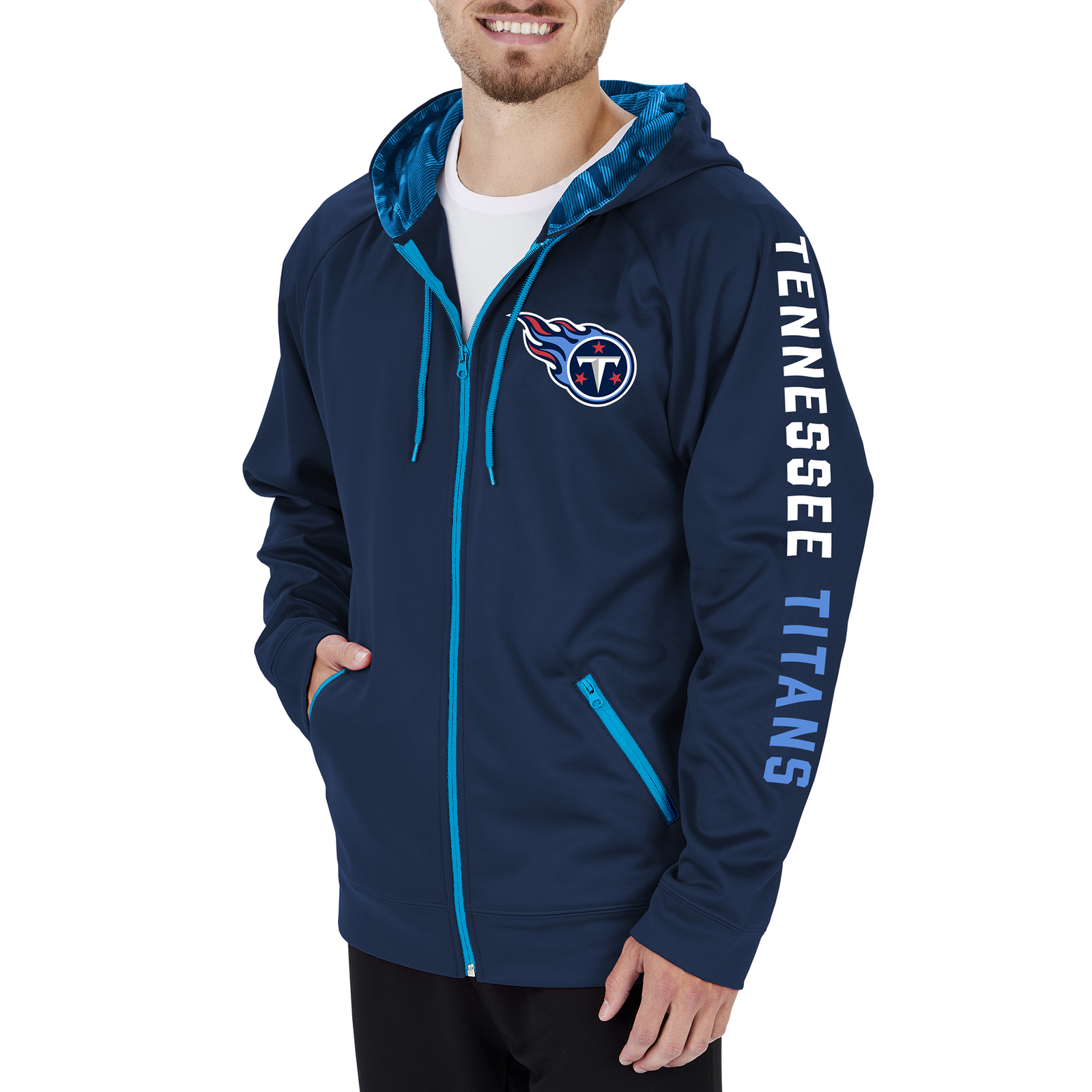 Камуфляжная толстовка Zubaz Mens NFL Tennessee Titans с полной застежкой-молнией