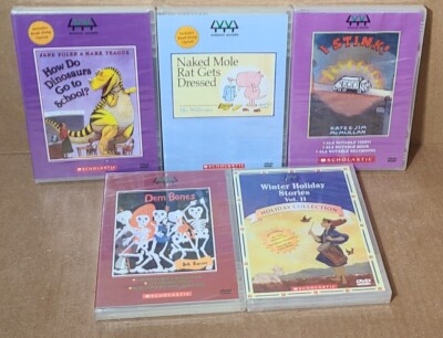 Vtg LOT Of 5 Scholastic DVDs NEW SEALED Dem Bones I Stink How Do Dinosaurs  (B3)