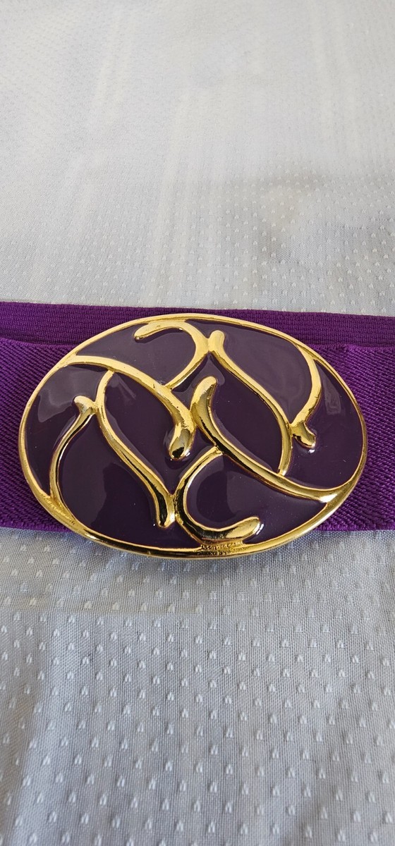 Nan Lewis Purple Stretch Belt with Gold Swirl Buckle Nan Lewis Belt - Etsy main image 2