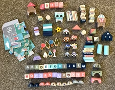 Wooden Building Blocks Set, City Construction Stacker Preschool 137 pcs *VGUC*