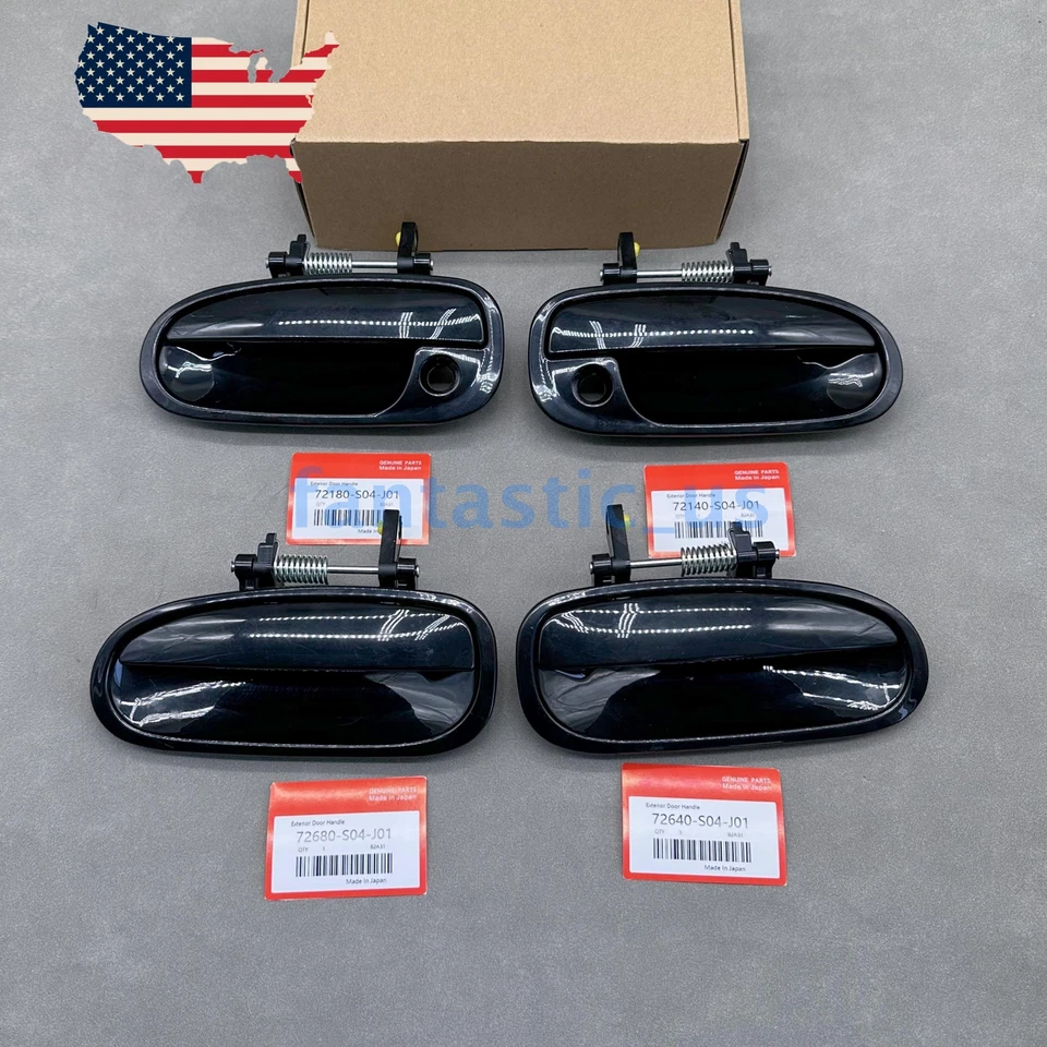 Conjunto de maçanetas externas dianteiras e traseiras pretas fabricante de equipamento original 4 peças para Honda Civic 1996-2000 - Imagem 3 de 4