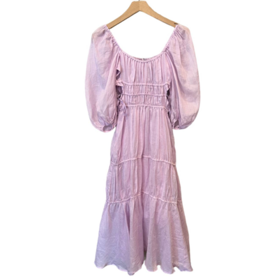 NICHOLAS Henna Tiered Gathered Cotton-poplin Midi Dress In Lavender (US/2)  | eBay