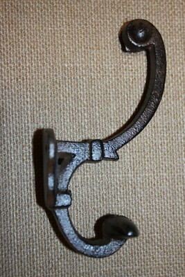 Old Fashion Cast Iron Coat Hooks, Rustic Americana Farmhouse Decor H-110