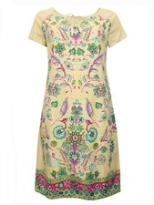 STAR INDIA LADIES TOFFEE PURE COTTON TIE NECK SHIFT DRESS (ref 230) SALE