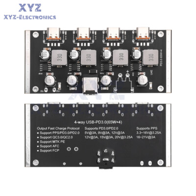 4-way PD65W Fast Charging Module Type-C Support PD3.0/2.0 QC3.0/2.0 FCP AFC US