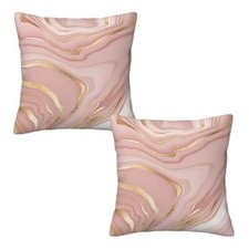 Pink and Gold Marble Throw Pillow Covers 18" x 18" Pack of 2 Pink Marble