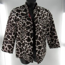 Women's Chico's Animal Print Brown Cream Orange Blazer Size 2 EUC
