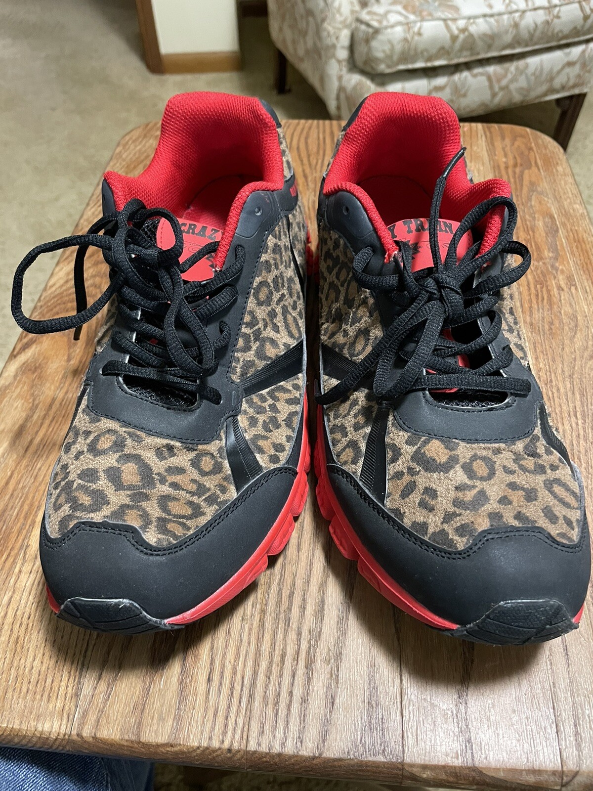 Crazy Train Run Wild Red Brown Leopard Print Runn… - image 1