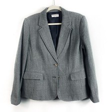 Vintage Herringbone Woman s Tailored Gray Blazer
