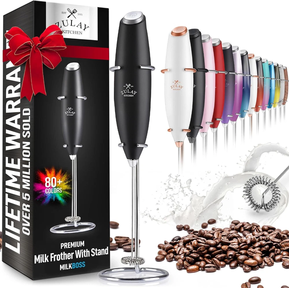 Milk Frother Handheld Foam Maker for Lattes -  Drink Mixer for Coffee Cappuccino