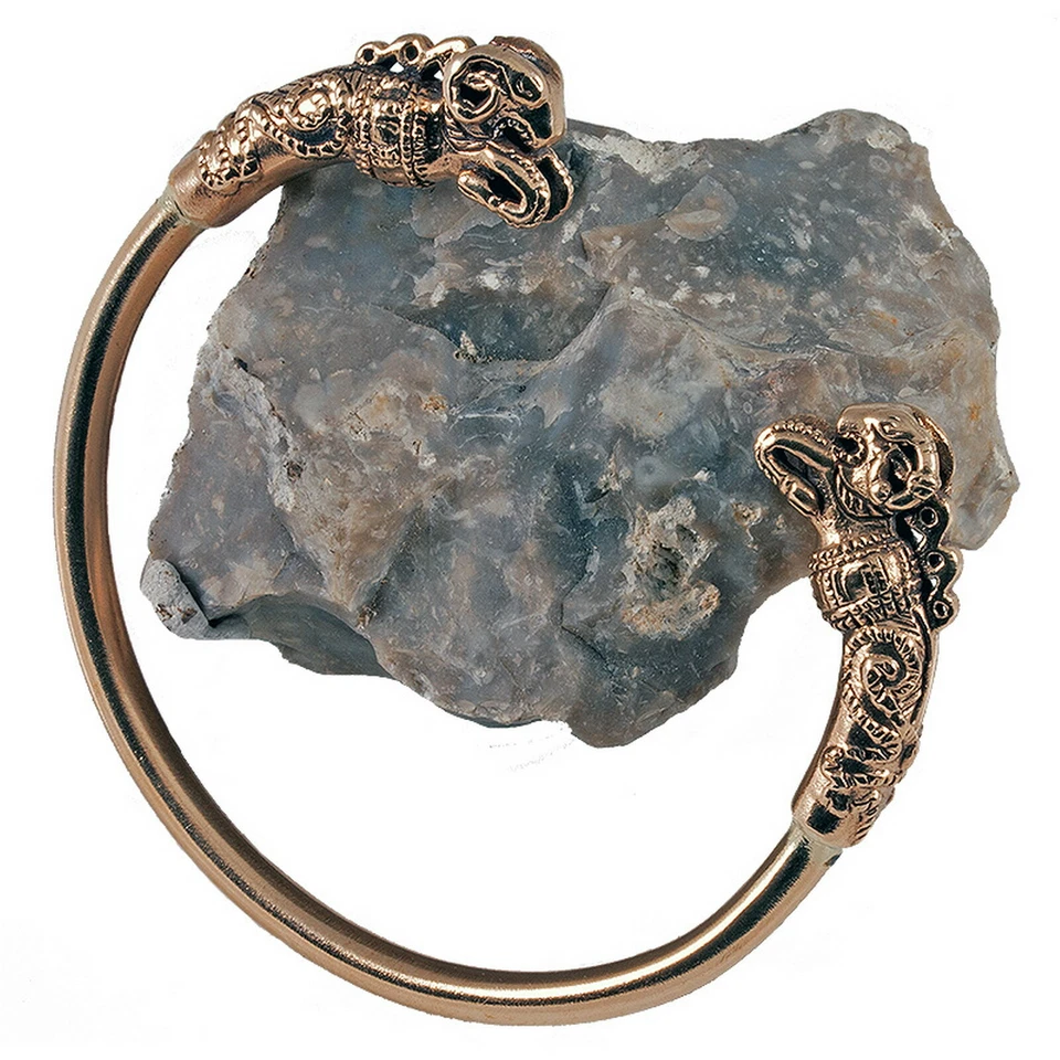 Bronze Kelten Armreif Gr.L / M Widder Köpfe nach Fund Rodenbach 5.Jh Armspange - Bild 3 von 4