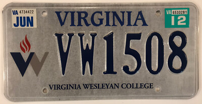 VIRGINIA WESLEYAN UNIVERSITY MARLINS license plate VWU Beach Bob Marlin College