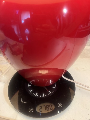 Rarissima lampada da tavolo grande anni 80 60 cm ceramica rosso bordeaux France - Foto 7 di 9