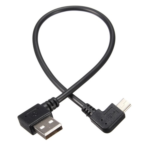 Mini USB 5 Pin Male Right Angle to USB-A 2.0 Male Right Data Charge Cable - 25cm - Picture 2 of 4