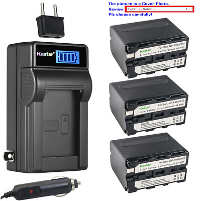 Kastar Battery LCD AC Charger for GVM LED480 LED520 LED672 LED896 Atomos Shogun