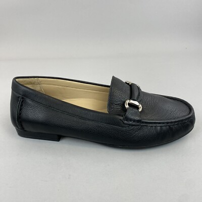Jones Bootmaker Damen Schwarz Leder Slipper Mokassin Halbschuhe Schuhe 41 UK8 Weite