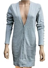 Ladies CARDIGAN Long Length V Neck BOYFRIEND Soft GREY Iridescent Buttons KERSH
