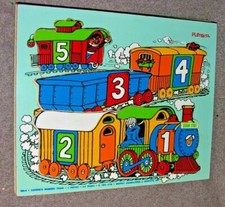 Cookie's Trains Sesame Street Playschool 1974 Puzzle 5 Pieces Made in the USA