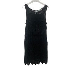 New Kimichi Blue Sleeveless Black Lace Beaded Dress Special Occasion Cocktail