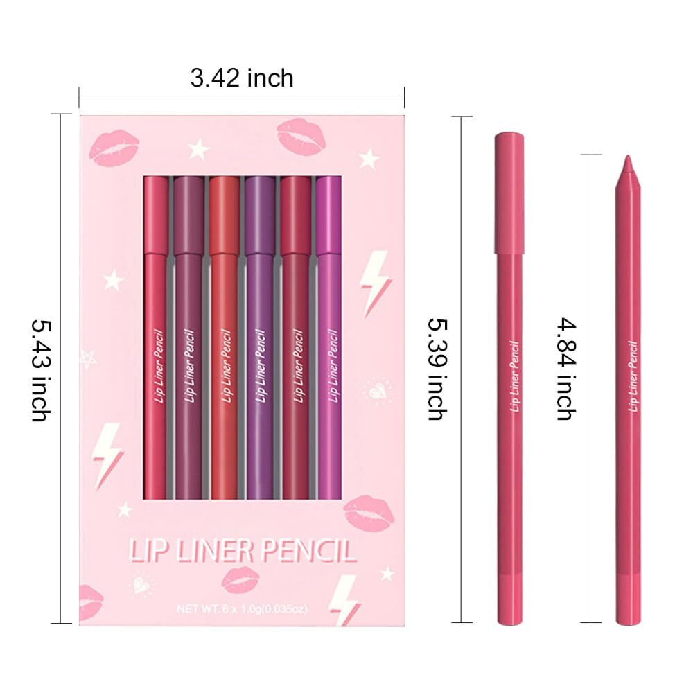 evpct 6Pcs Long-Lasting Lip Liner Pencils Set for Shaping & Sculpting Lips,
