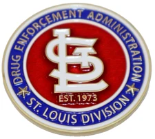 2.5" DEA Challenge Coin St. Louis Department of Justice Division Gold Blue Red