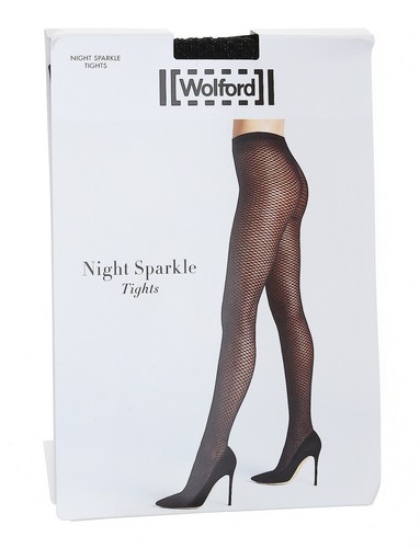 Wolford Night Sparkle Rajstopy Czarne/Srebrne Spodnie Damskie Rozmiar L L53403 - Zdjęcie 1 z 1