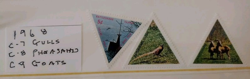 RATTLESNAKE ISLAND, LOCAL POST, YEAR 1968 Triangle Stamps. Rattlesnake Island 