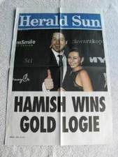 Hamish Blake Zoë Foster Blake Gold Logie Win Rare Retro Newspaper Flyer Poster