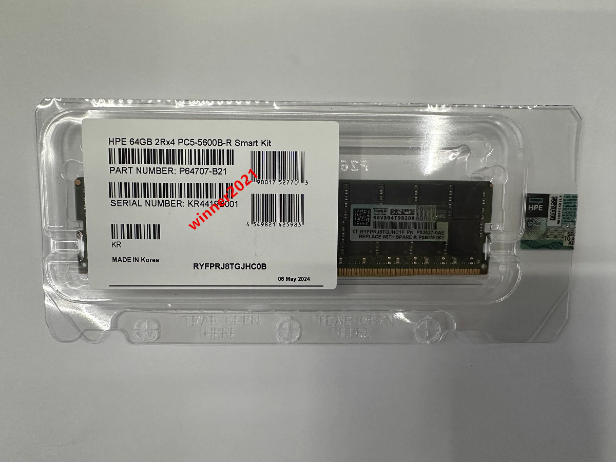 P64707-B21 P53627-0AE HPE 64GB 2Rx4 DDR5 PC5-5600 EC8 RDIMM P64707-B21 P53627-0AE HPE 64GB 2Rx4 DDR5 PC5-5600 EC8 RDIMM