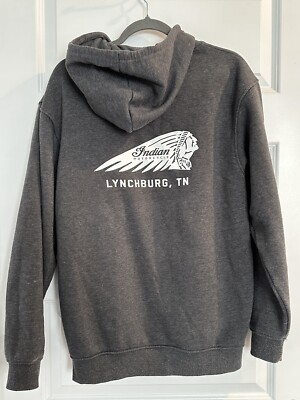 Indian Motorcycle Lynchburg Garage Gray Biker Full Zip Hoodie Size Small 