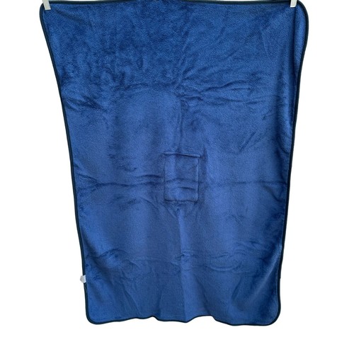 Country Link Navy Fleece Travel Pocket Zippered Pouch Personal Throw Blanket - Picture 9 of 9