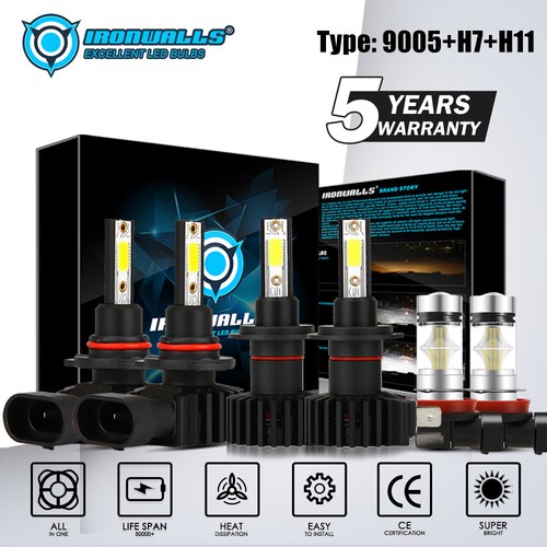 For Mitsubishi Outlander 2014-2020 6x 6000K LED Headlight Hi/Lo +Fog Light Bulbs - Picture 1 of 12