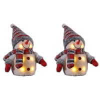 2Er Set Weihnachtsfiguren Deko Led Schneemann Beleuchteter Schneemann