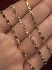 18k Yellow Gold Filled Figaro Style Necklace Chain Link 24 Inch Marked 18kGF Set