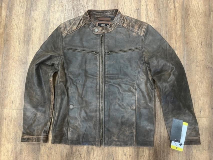 Frye Men s Caf Racer Distressed Leather Motorcycle Jacket Brown Size S 32890₽