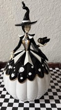 Bella Lux White  Black Pumpkin Witch Figurine - NIB New