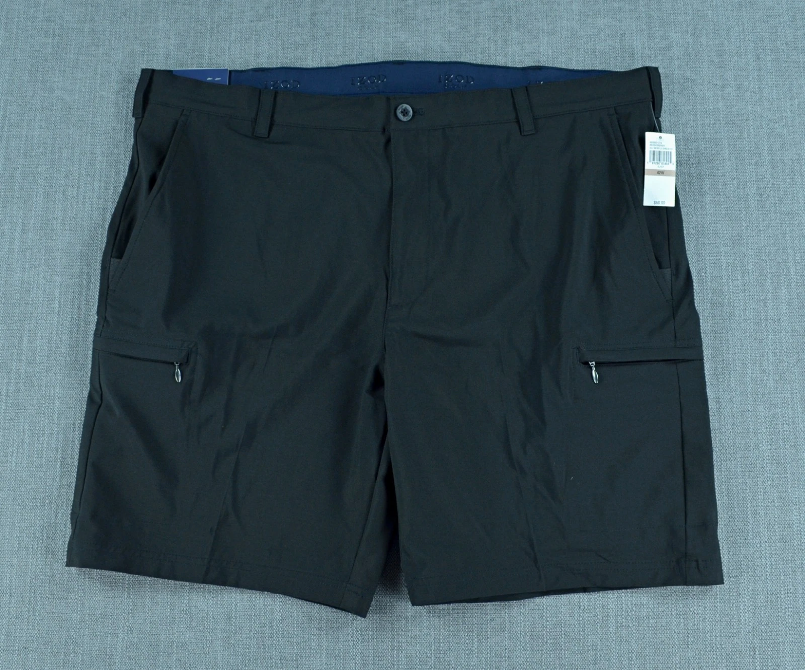 IZOD Golf Shorts Men's 42 Black SwingFlex Cargo Stretch Quick Dry NWT