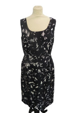 LK Bennett Dress Womens UK 14 Black Ivory Silk Wool Sleeveless Occasion