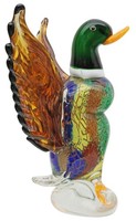 Glasfigur Figur Skulptur Ente Vogel Glas Glasskulptur Murano Antik-Stil - 32Cm