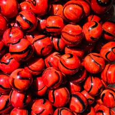 9 Lot Lady Bug Marble Collection by Vintage Marbles 16mm 5/8" Red Black Swirls