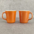 Pyrex Milk Glass Vintage Coffee Cups/Mugs Burnt Orange Set of 2 Corning USA