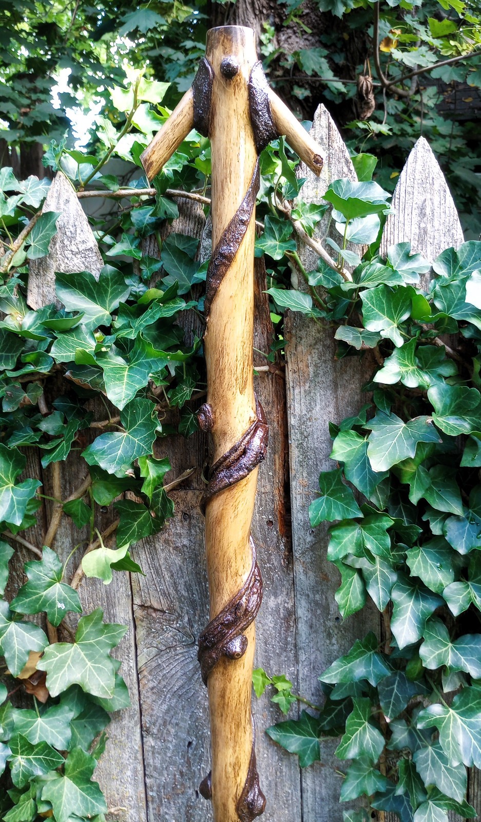 70" - Hand Carved - Finished - Twisted Maple Wood - Hiking Stick - Wizard Staff