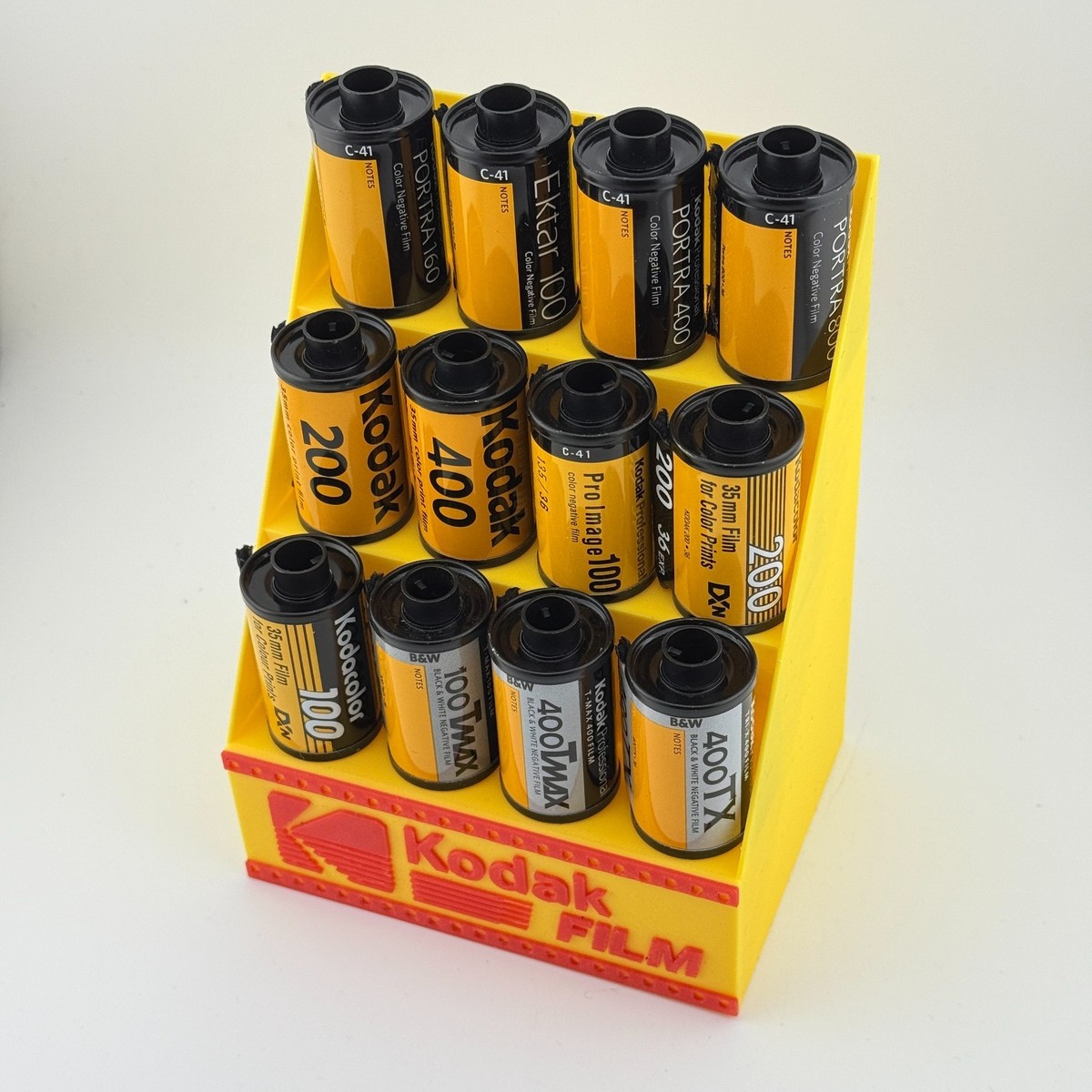 Kodak 35mm Film Display Stand + Canisters, Ideal for Collectors