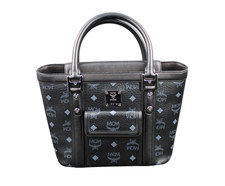 MCM Tasche Handtasche schwarz silber Logoprint Damen SMALL