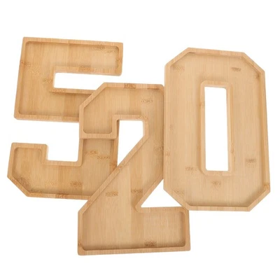 1 Set Reusable Wooden Number Charcuterie Board Khaki with Compartments for Party - Image 1 of 4