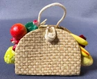 Vintage Barbie #969 Suburban Shopper Straw Fruit Basket Tote Purse
