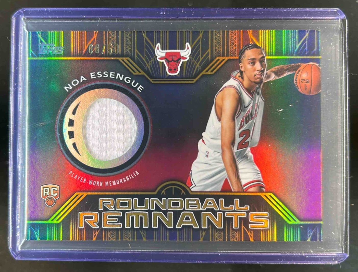 2025-26 Topps Noa Essengue Rookie Roundball Remnants RC Jersey Gold Rainbow #/50