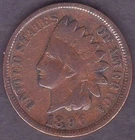US Rare Old West 1896 Indian Head Penny, American 1 Cent Very Good Copper Coin