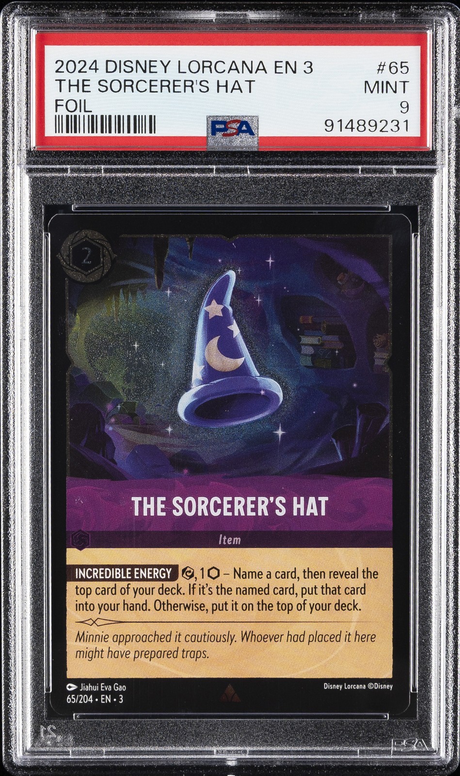 2024 DISNEY LORCANA EN 3-INTO THE INKLANDS FOIL #65 THE SORCERER'S HAT PSA 9